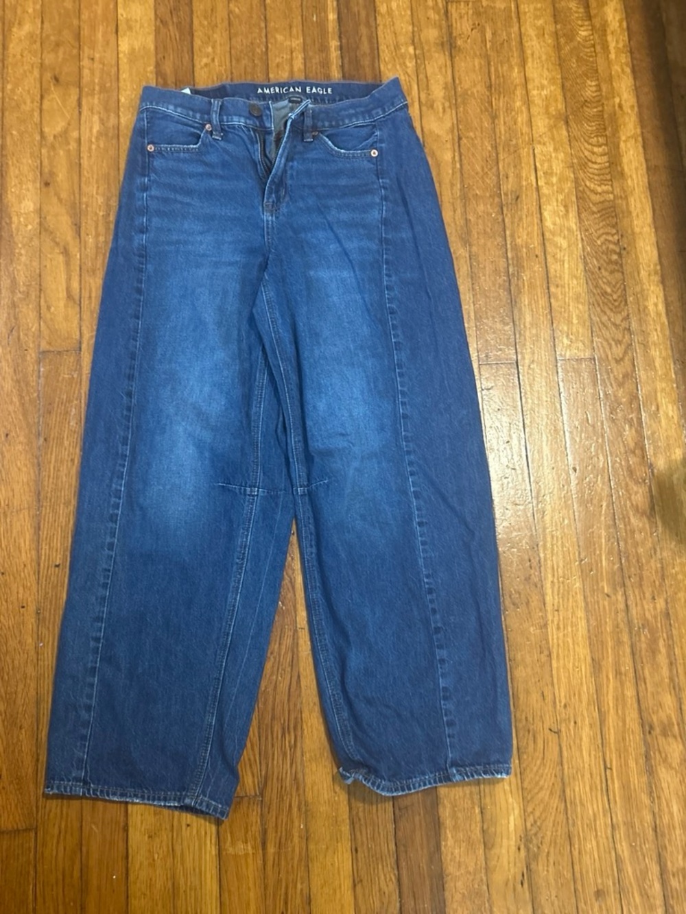 American Eagle Outfitters Women's Straight Leg Jeans - Dark Blue Denim